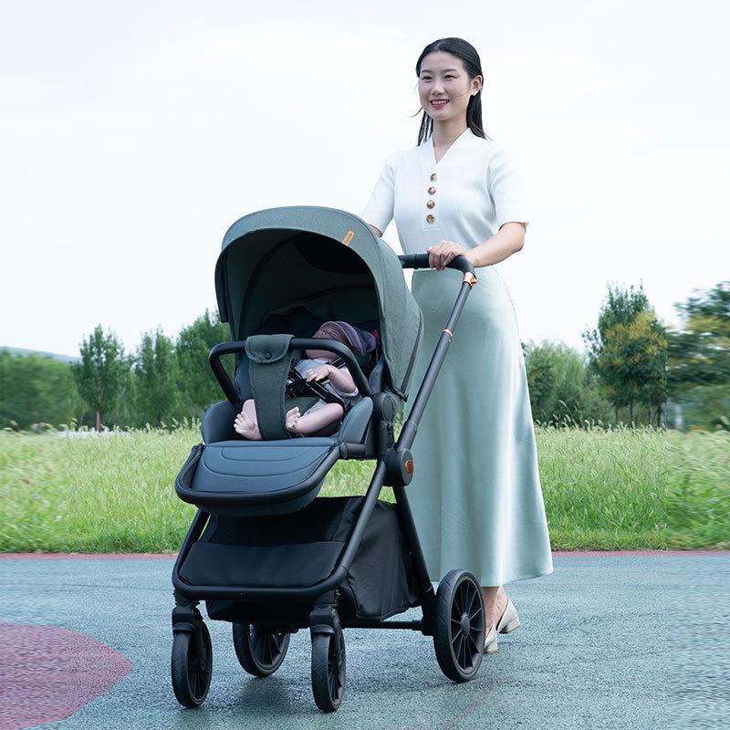 Two-Way Folding Baby Stroller for Sitting and Lying, High Landscape Design