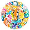 50 Seahorse & Marine Life Cartoon Stickers for DIY Projects, Water Bottles, Stationery, and Planners