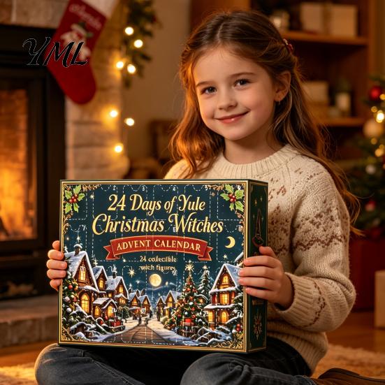 Collectible Fantasy Witch Figurines Christmas Witches Advent Calendar 2026, 24 Days Yule Countdown Box, 2D Holiday Gift for Women Acrylic Figurine