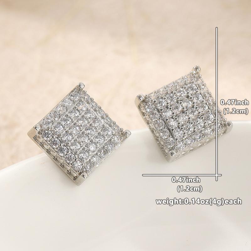 

Luxury Copper Color Square Inlaid Cubic Zirconia Stud Earrings for Women Fashion Engagement Wedding Earrings Zircon медный