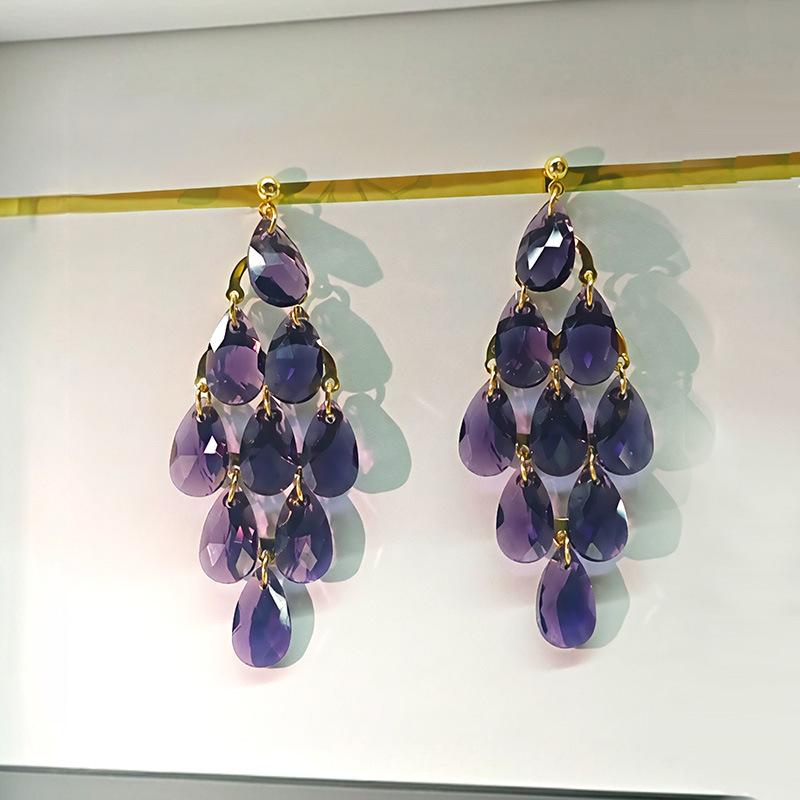 

Silver Needle Tassel Earrings - Elegant, High-End & Fashionable for Women фиолетовый