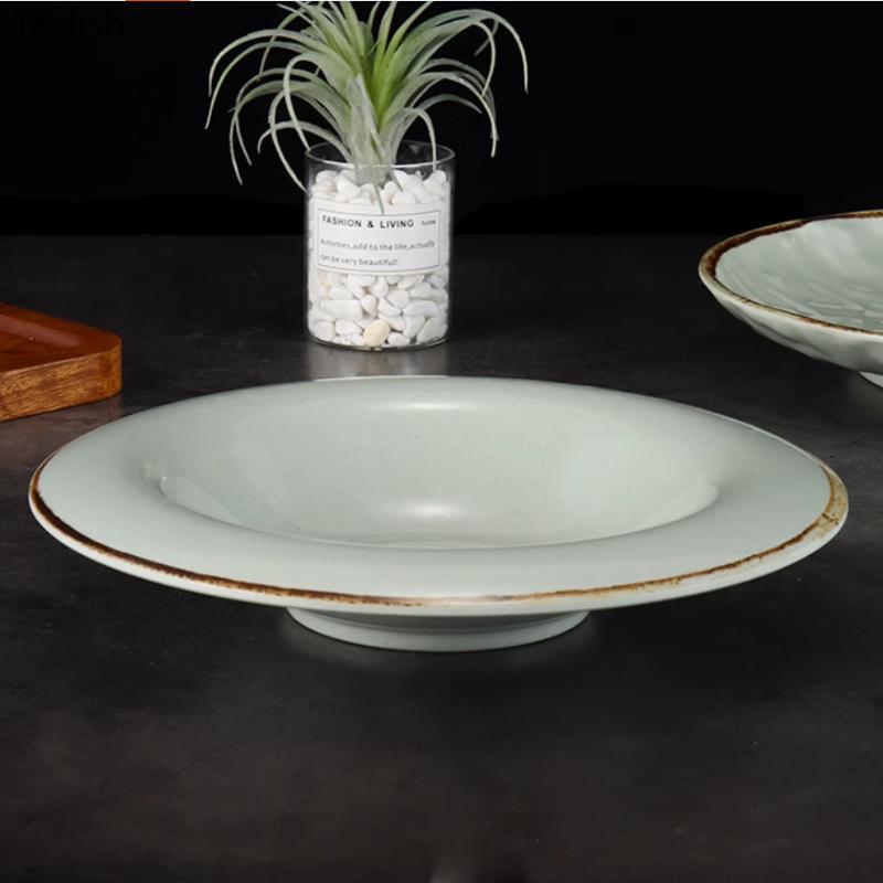 Melamine Straw Hat Plate Dining Plate Fruit Deep Plates Salad Bowl Western Style Steak Plates Dessert Bowl Sting Disc Snack Tray