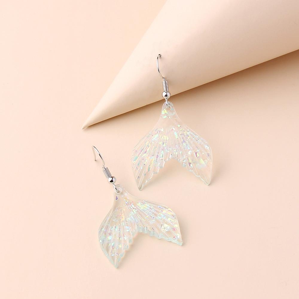 Trendy Fish Tail Dangle Earrings With Design In Blue Acrylic For Summer Beach Wear Women