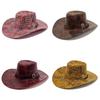 Retro Cowboyhut für Männer Frauen PU-Leder Sonnenschutz für Outdoor-Camping-Aktivitäten