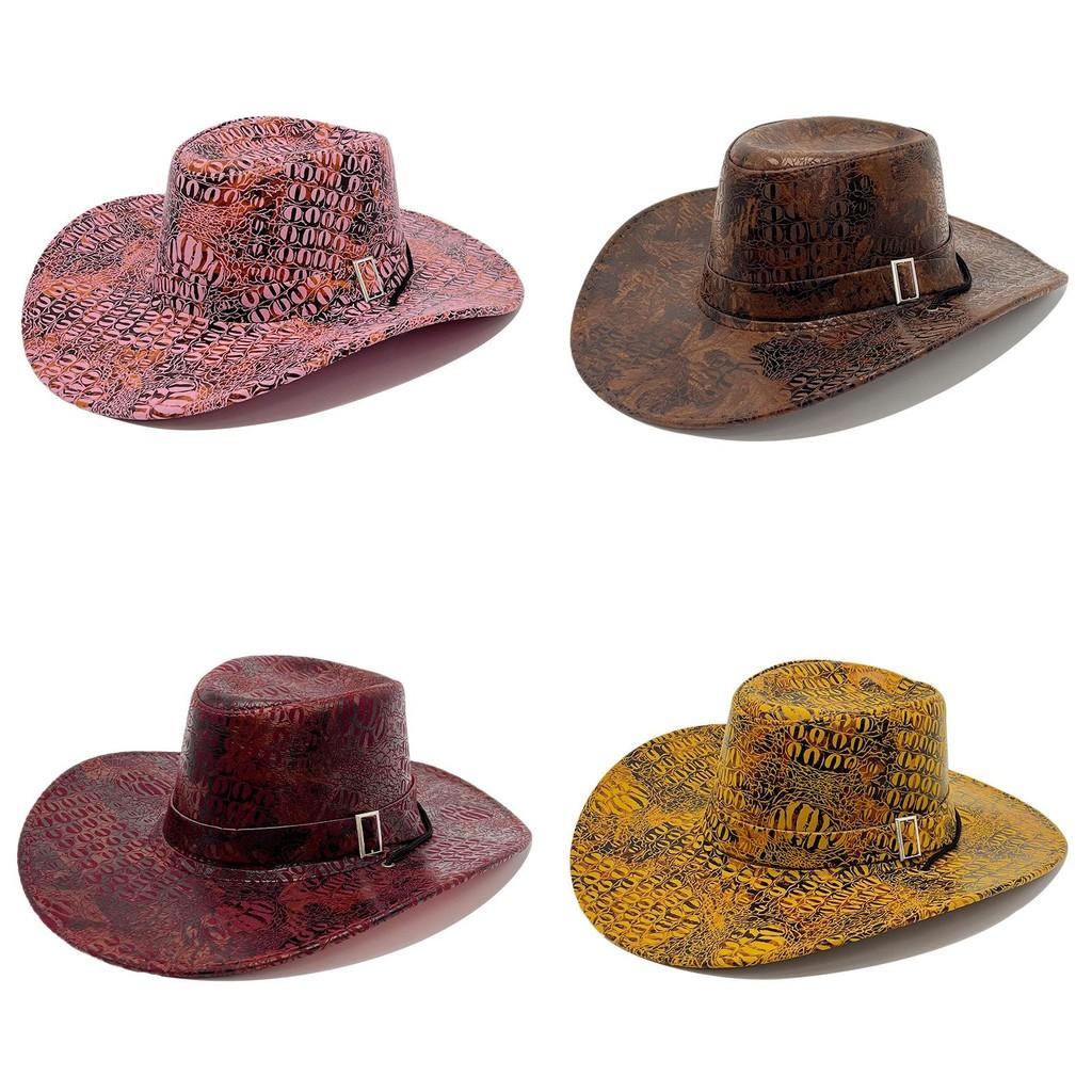 Retro Cowboyhut für Männer Frauen PU-Leder Sonnenschutz für Outdoor-Camping-Aktivitäten