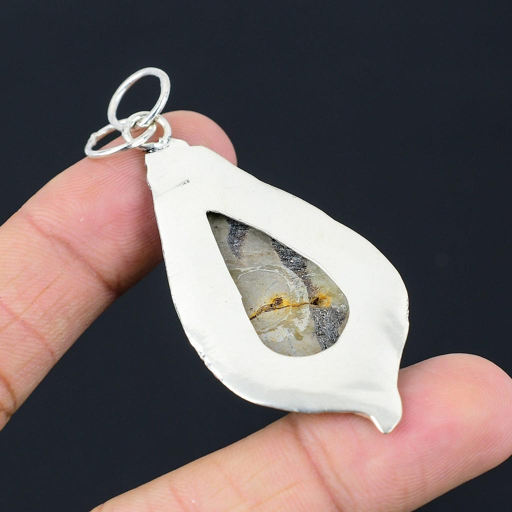 Friendship Day Sale 925 Silver Septarian Gemstone Flower Trendy Pendant Jewelry