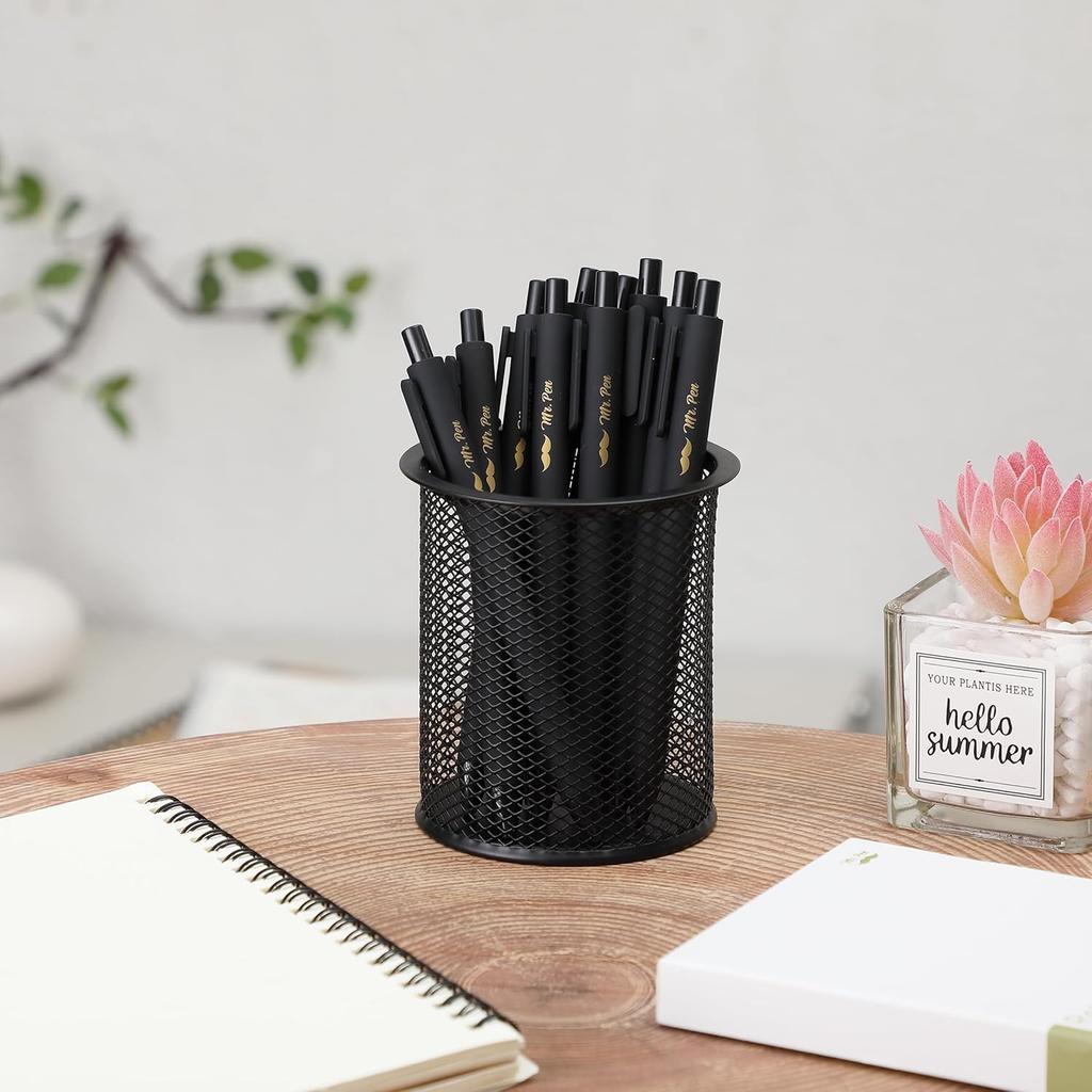 Mr. Pen- Retractable Gel Pens, 10 Pack, Black Ink Gel Pens, Black Barrels, Fast Dry, Fine Point 0.5mm
