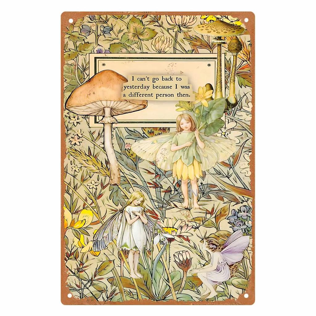 Bloom Fairy in Sky Vintage Metal Sign Poster Frames Cafe Bar Garage Room Wall Art Decoration Plaque Gift