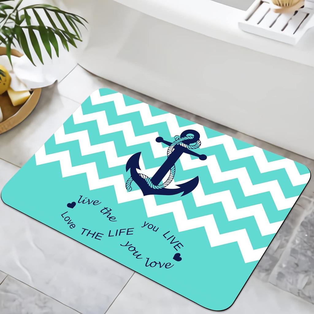 Nautical Decor Carpet Anchor Decor Living Room Rugs Kids Room Decor Sea Adventure Accent Rug Summer Holiday Indoor Floor Mat