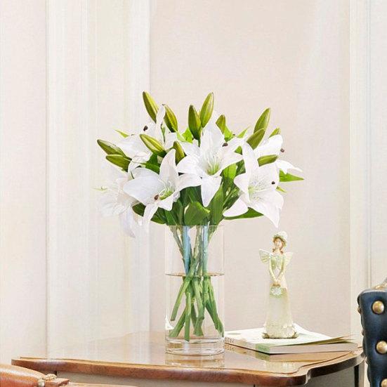 1Pc Artificial Lily Flower Fake Plant Home Office Cafe Wedding Party Decoration