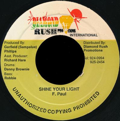 7inch Record FRANKIE PAUL - Shine Your Light NONE Diamond Rush Pr Jamaica Reggae, Ska & Dub Used