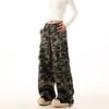Unisex Retro Three-Stripe Camo Cargo Track Pants - Loose, Straight, Wide-Leg Fit