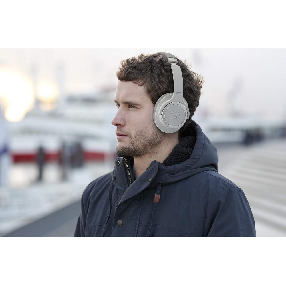 Audio-Technica ATH-SR30BT GY Wireless Headphones with Bluetooth Microphone, Up To 70 Hours Playtime, Gray ATH-SR30BT GY