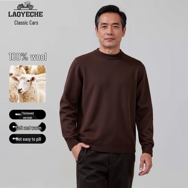 

Laoyeche Мужской утолщенный свитер из 100% шерсти с круглым вырезом 2XL