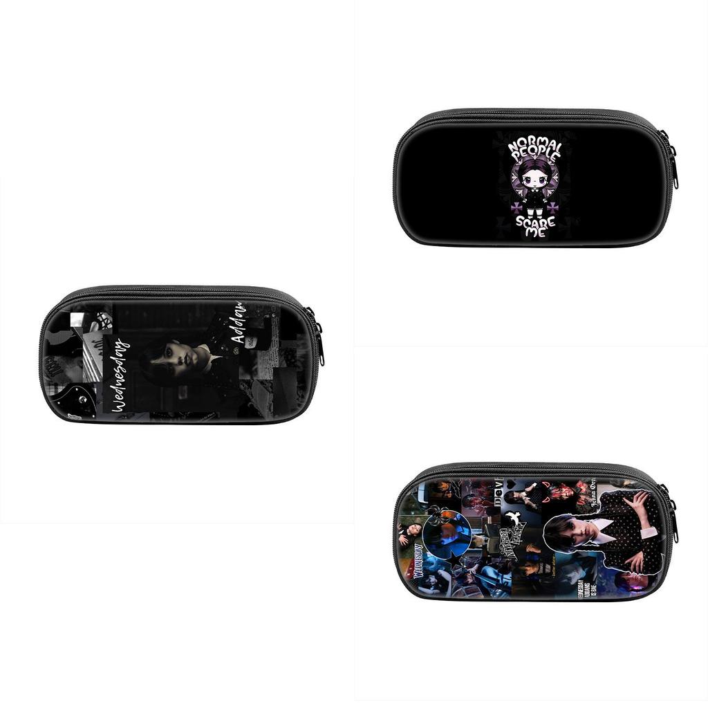 Wednesday Addams Pencil Case Oxford Material With Circular Design For Students And Collectors