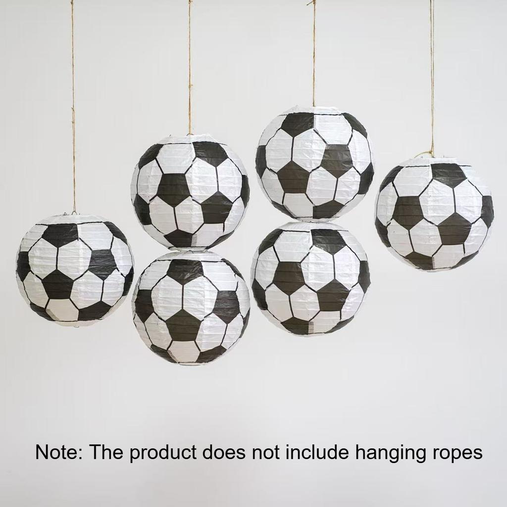 3/6pcs Football Themed Paper Lanterns Hanging Decor, Sports Theme Classroom Wall & Backdrop Decoration for Birthday Game Day