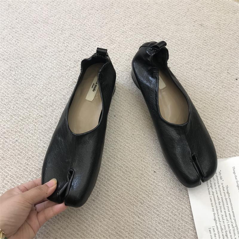 Fashion IPPEUM Women Split Toe Shoes Ballet Flat Mary Janes  2024 New Black Pu Leather Flats Ballerina