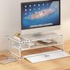 Double-Deck Computer Monitor Riser Holder Pc Screen Stand Bracket Desktop Laptop Keyboard Mouse Storage Organizer Pen Container