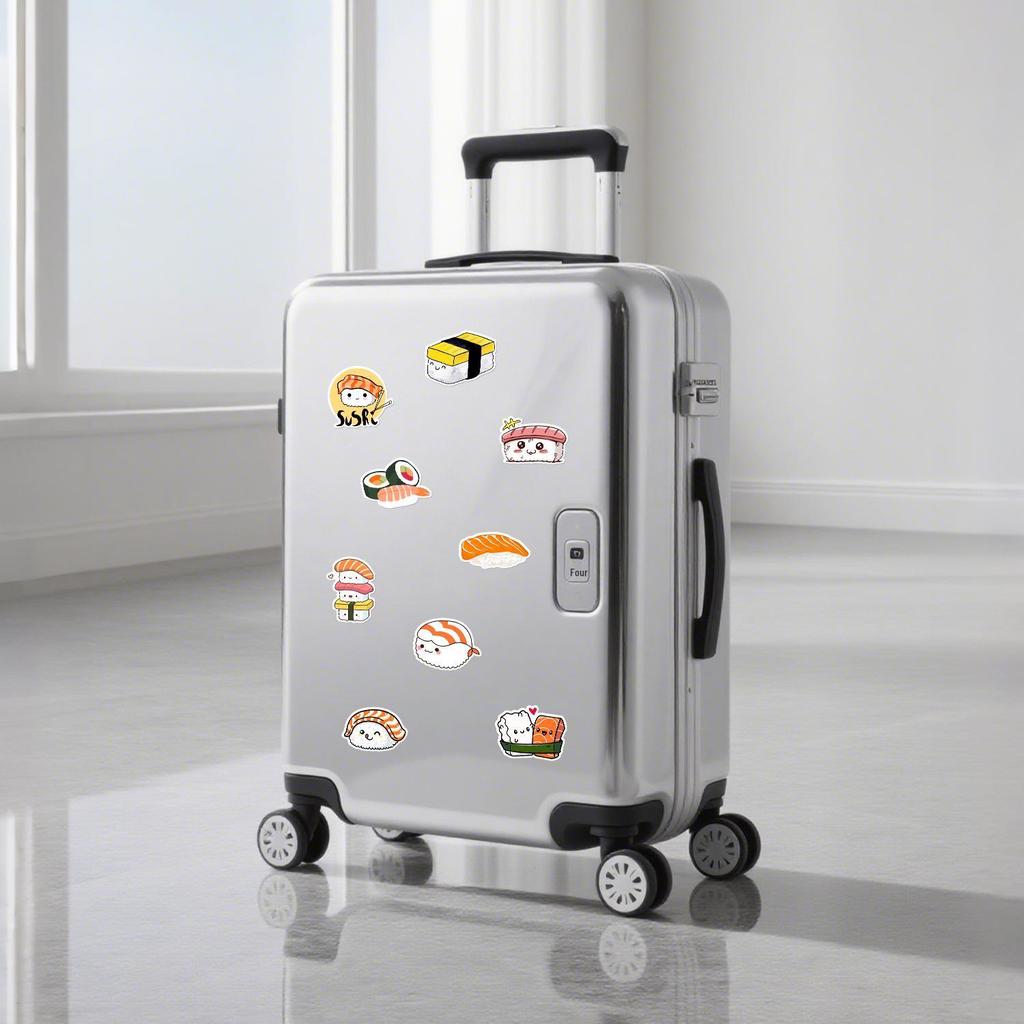 50 Adesivi Sushi Carini Stile Fresco per Quaderni, Valigie o Borracce