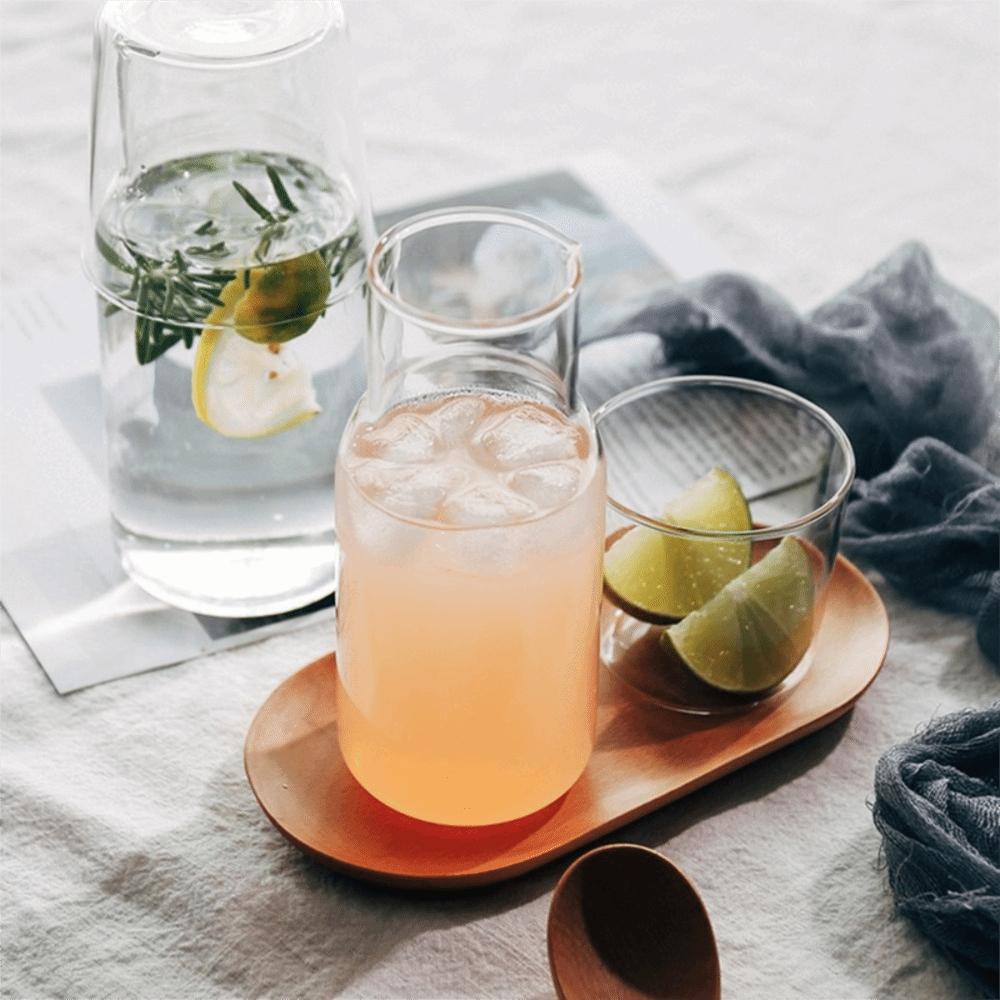 With Cup Bedside Glass Water Carafe Heat-resistant Drink Pitcher Modern Tea Pot For Single