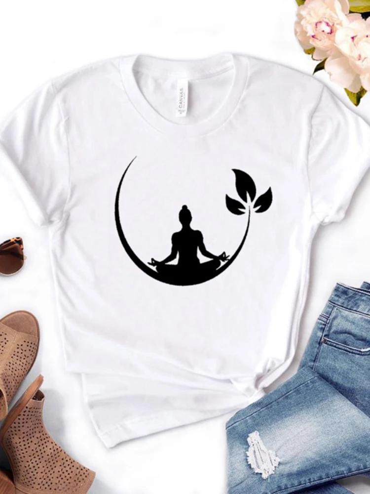 Women T Shirt Buddha Lotos Print Tshirt Women Short Sleeve O Neck Loose T-shirt Ladies Causal Tee Shirt Clothes Tops