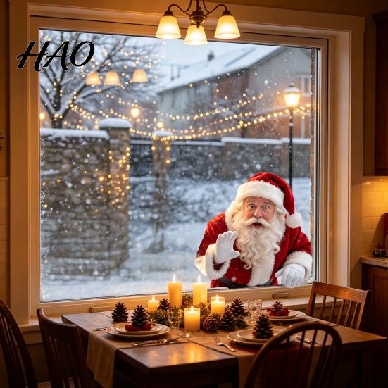 Reusable Glass Sticker Sheets Santa Claus Window Sticker, Static Removable Decal, Waterproof Creative Christmas Gift Ideas Festive PVC Decal for Home