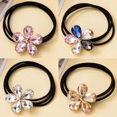 1 Piece New Cute Crystal Flowers Girls Elastic Hair Bands Woman Hair Accessories