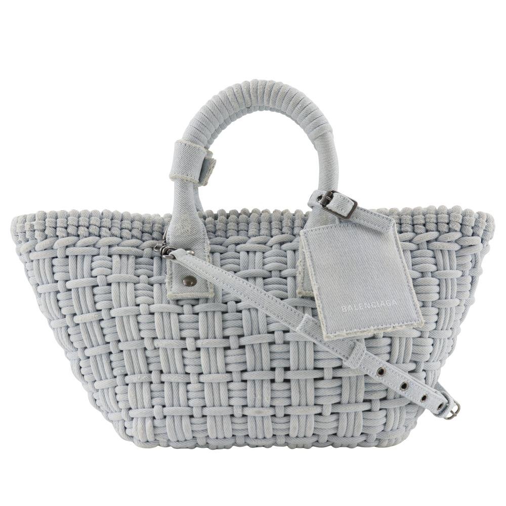 

BALENCIAGA Bistro Basket Bag XS Handbag 671342 2WAYShoulder Vintage processing light blue denim Women Used