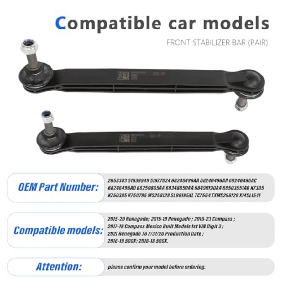 Sway Bar Links Stabilizer Bar Compatible with Renegade 2015-2021 500X 2016-2019 Compass 2017-2022 Replaces 68246496AA