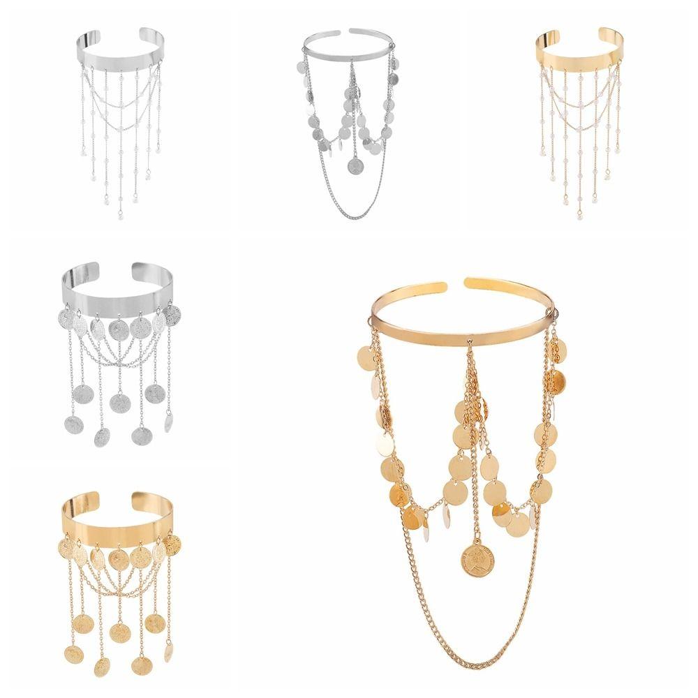 Pearl Tassel Arm Chain Adjustable Open Cuff Bracelet Armlet Armband Upper Arm Bangles  Party