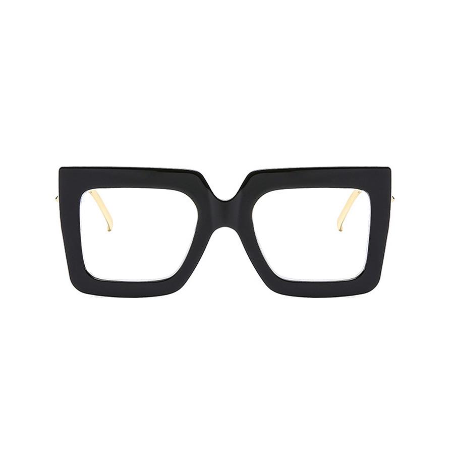 Large Square Transparent Lens Glasses Retro Black Sunglasses Decorative Glasses Chain Women's Glasses