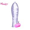Mizz Zee Vibrator Condom Penis Dotted Thread Clear Lock Extension Sleeve Ring Sex
