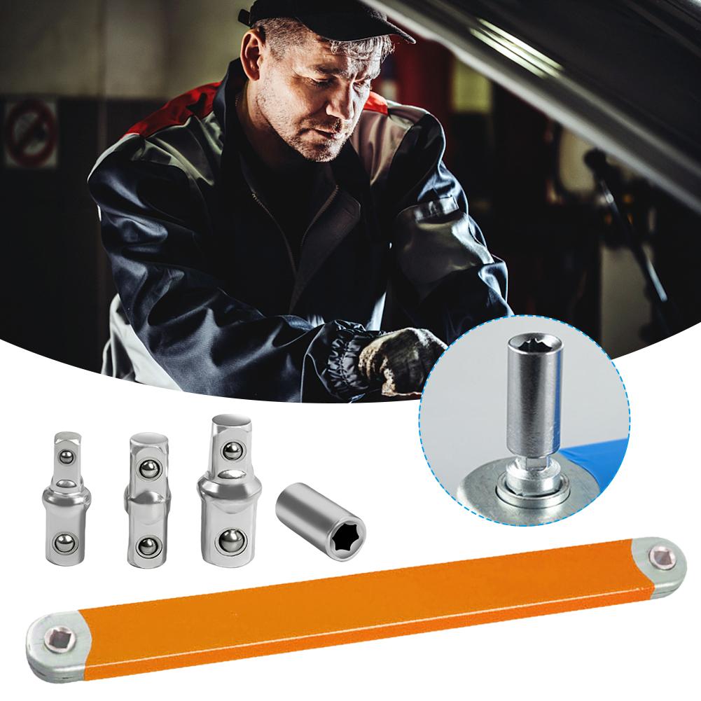 Ratchet Spanner & 1/2 1/4 3/8inch Square Drive Adapters Offset Extension Wrench Tight Reach Extension Wrench Set for Small Place