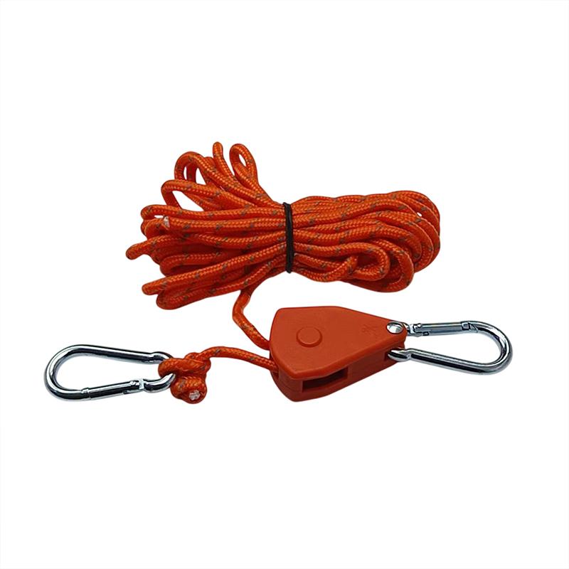 1PC 4M Reflective Outdoor Tent Rope with Ratchet Pulley for Camping, Awning, Wind Rope