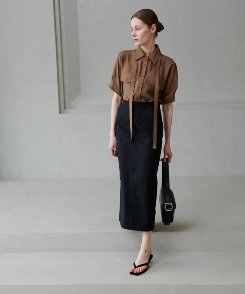 Owaiwai Standard Linen Long Skirt_Black