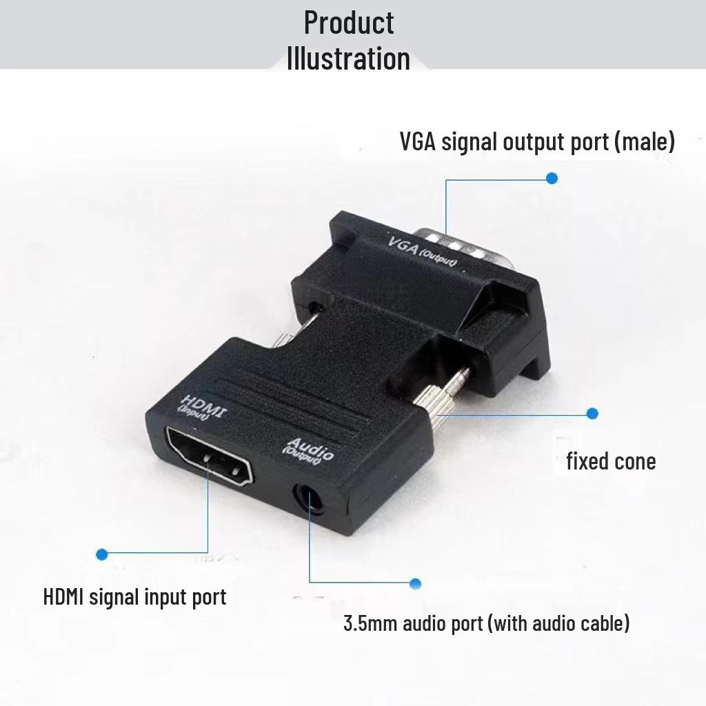 HDMI to VGA Adapter with Audio - Screen Mirroring Converter for Monitors and Projectors