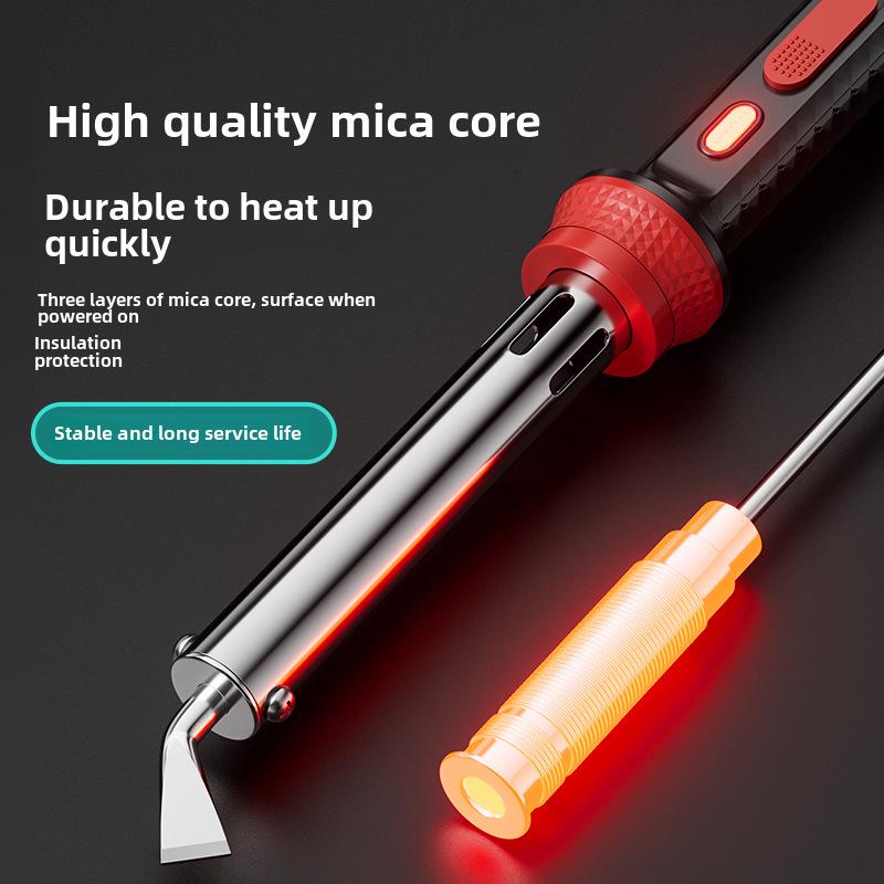 300W Adjustable Temperature Handheld Soldering Iron - Portable, High-Power Flat Head with External Heating.