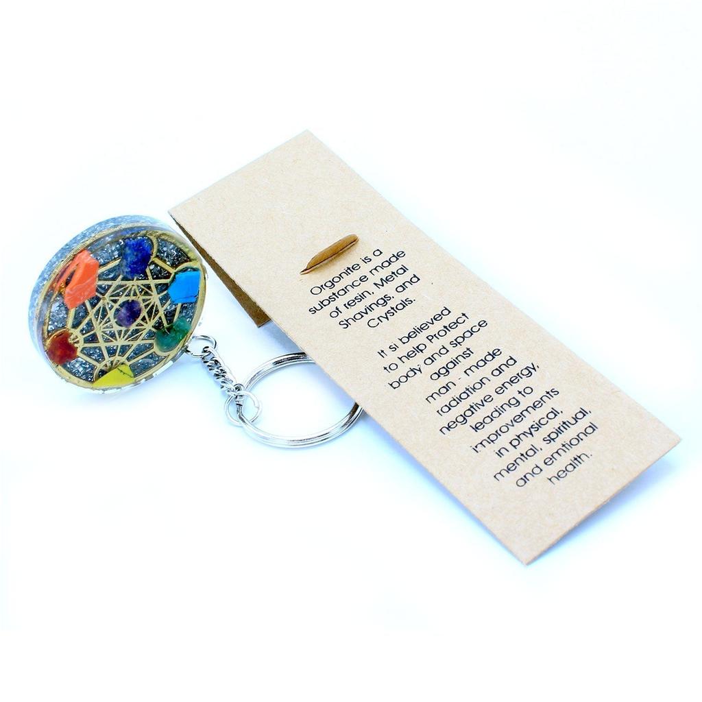 2x Orgonite Keychain Round Seven Chakra