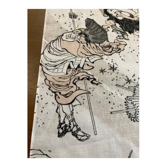 Ukiyo-e Tenugui Towel - Hokusai Manga, "Wind" - Katsushika Hokusai, 100% Cotton, Made in Japan, Tokka Fabric, Gentle on Skin, Lightweight