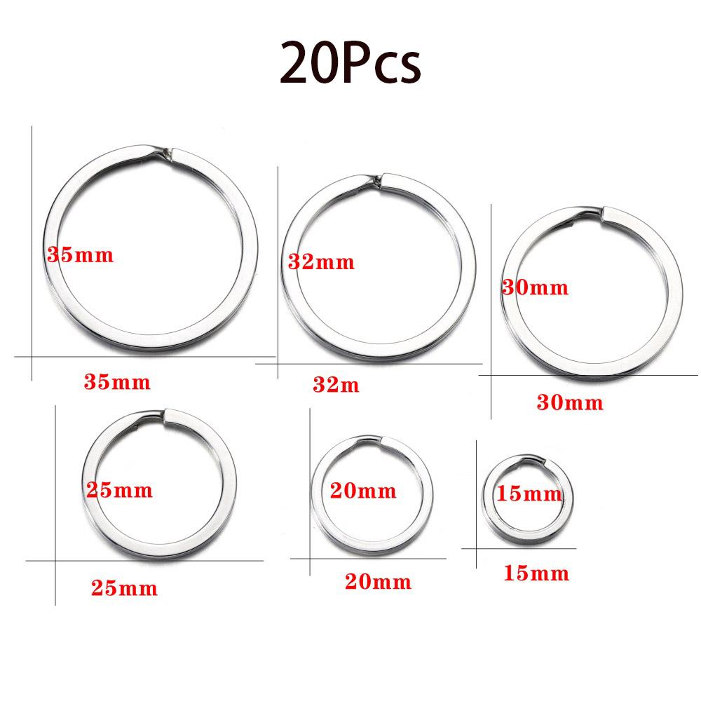 10/20Pcs 15-35mm Stainless Steel Keychain Ring Split Ring Keyfob Key Holder Rings for DIY Key Ring Jewelry Making Accessories