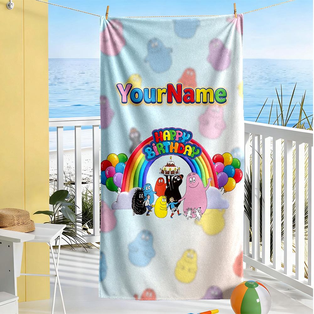 Teletubbies Customize Text Beach Towel Super Soft Microfiber Quickdry Fabric Suitable for Sports Travel Swimming Yoga Bathroom Beach And Pool