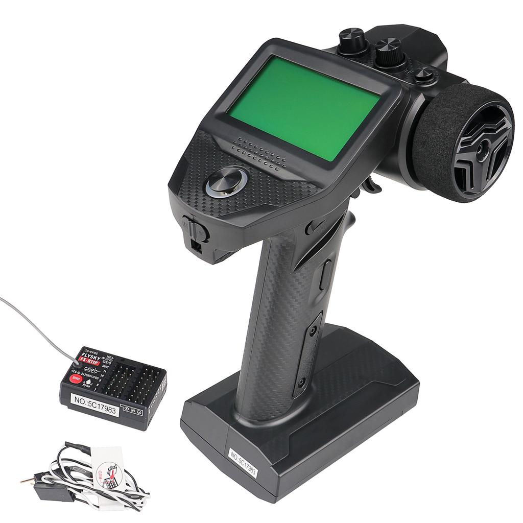 10CH Transmitter and 11CH Receiver Kit, 2.4GHz Remote Controller with LCD Display for RC Cars, Boats