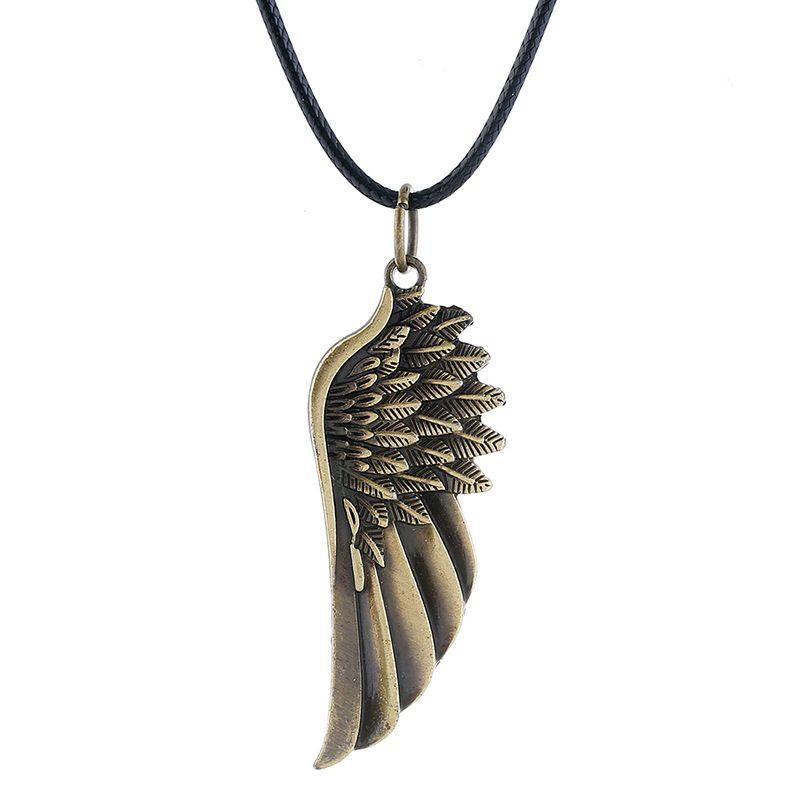 Vintage Angel Wing Pendant Necklace, Simple Alloy Jewelry for Men