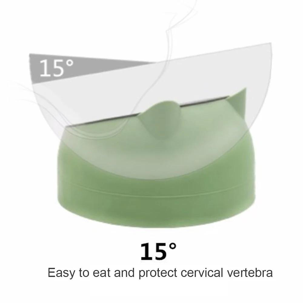 Cute Cat Dog Bowl Protect The Cervical Spine 15 Degree Tilted Pet Stainless Steel Fall-resistant Durable Food Bowl Pet Supplies