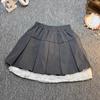 2025 Spring/Summer Girls' Korean Style Bow Lace Pleated Skirt Set