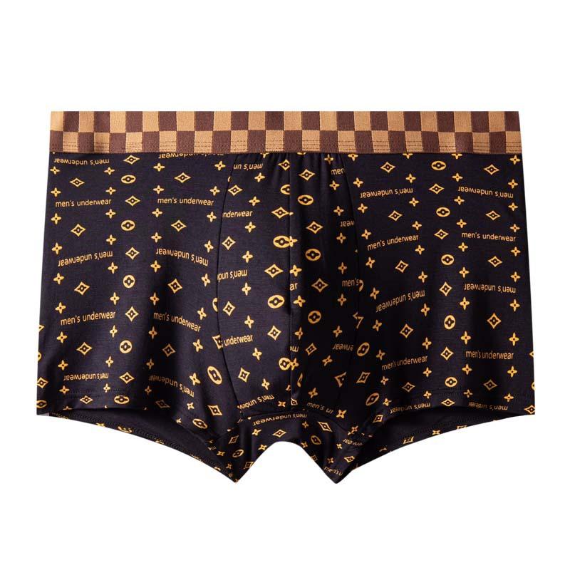 Herren Eis-Seide Bedruckte Unterwäsche Herren Flache Eckhose Atmungsaktiv Sommer Dünn Vier Ecken Herren Shorts