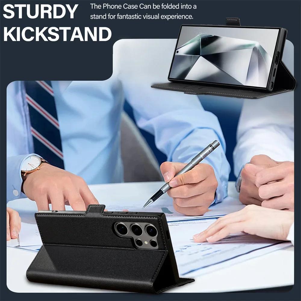 Leder Kartenhalter Geldbörse Flip Case Für Samsung Galaxy S25 Ultra Edge S24 FE S23 S22 + Plus A55 A54 A53 A35 A16 A15 A14 5G