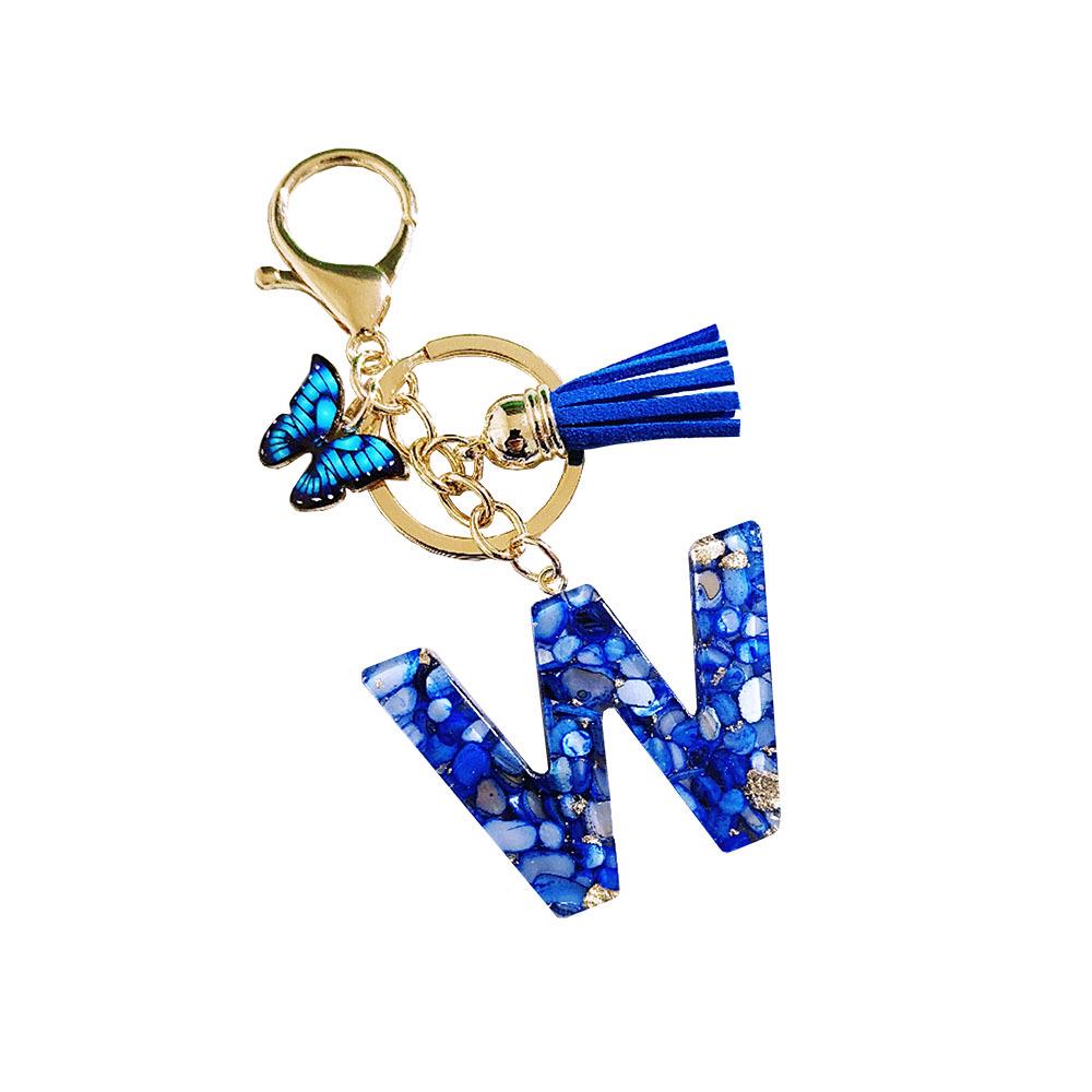Sapphire Blue Butterfly Tassel Keychain Pendant