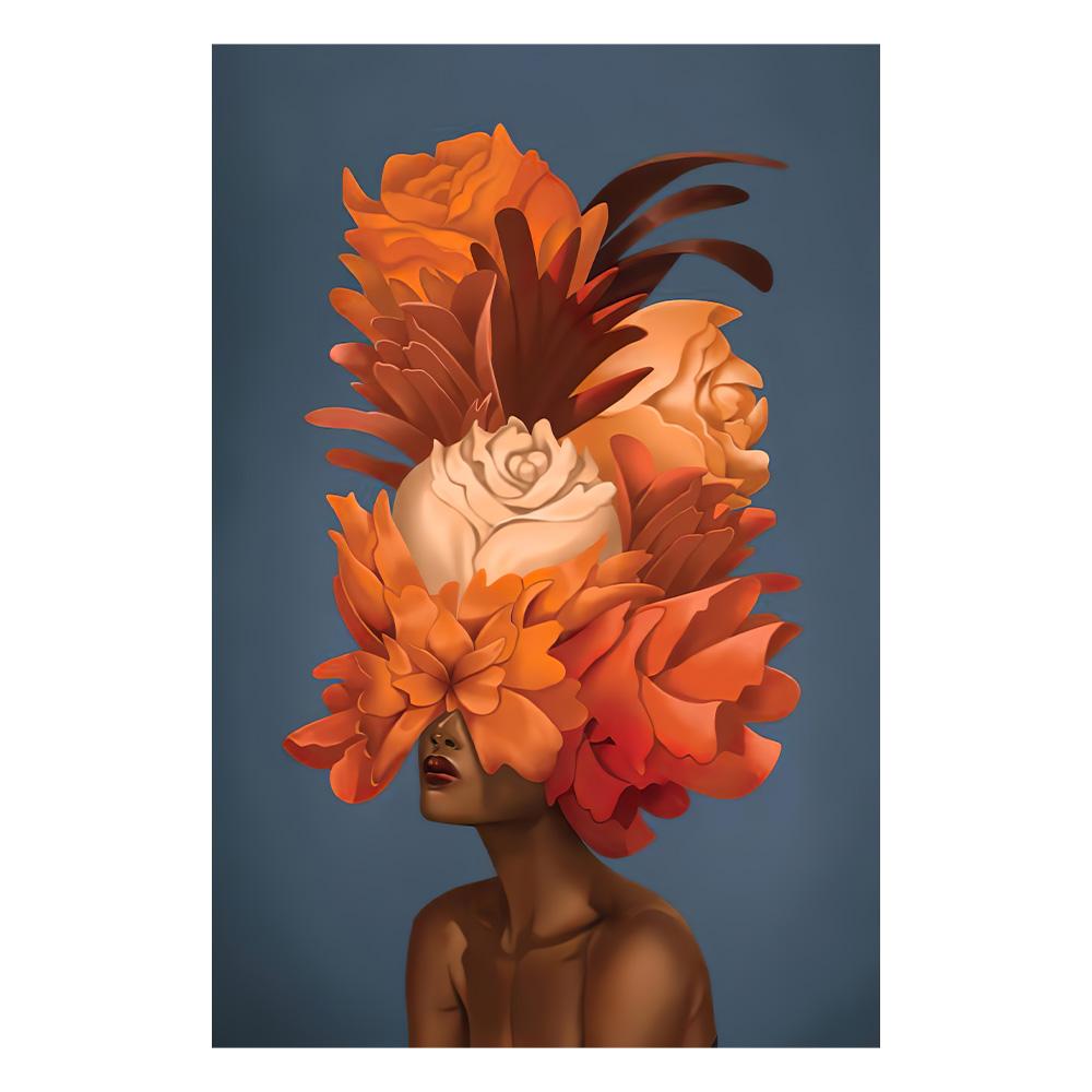 Nordic Flowers Head Woman Canvas Paintings On the Wall Art Posters And Prints Feather Girls Wall Pictures Home Decoration