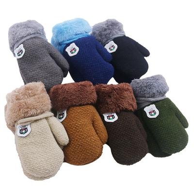 Baby Boys Girls Plush Soft Thick Warm Knitted Mittens Kids Gloves Cute